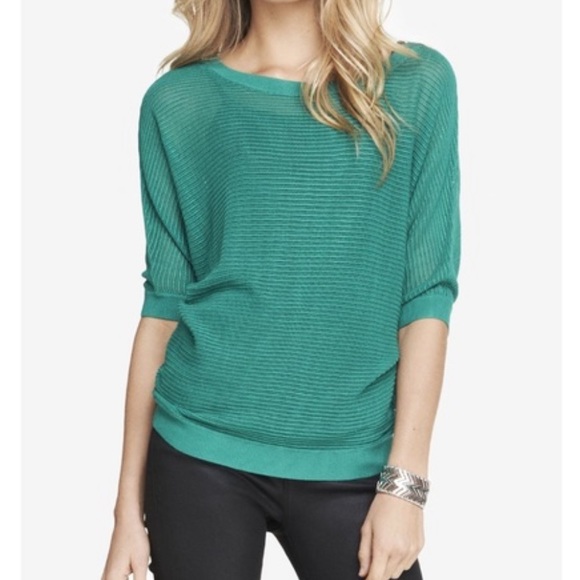 Express Tops - Express Dolman Sleeve Mesh Top, size M, grass green